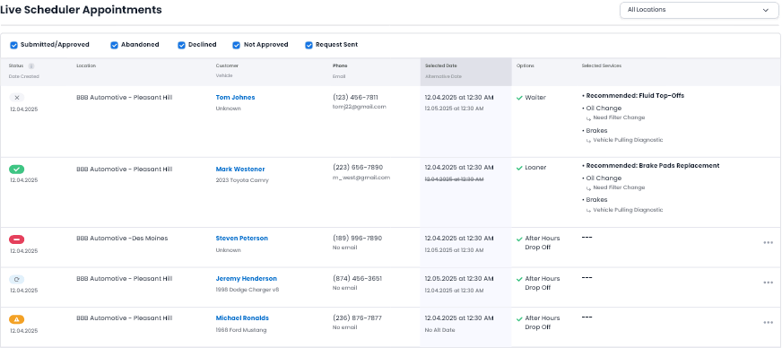 Live Scheduler Appointments